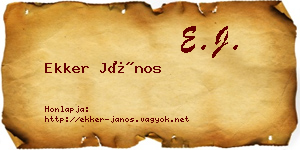 Ekker János névjegykártya